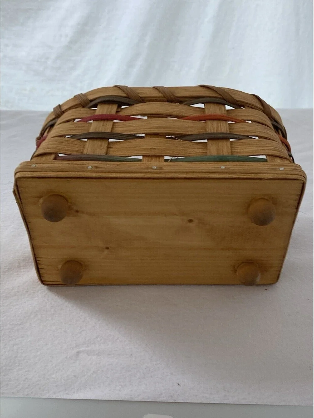Handmade Woven Basket Small Rectangle Wood Bottom Table Remote Storage Decor